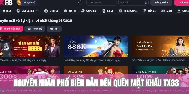 Quên Mật Khẩu TX88 - Hướng Dẫn Cách Lấy Lại Chi Tiết 1 Nguyên nhân phổ biến khiến người dùng quên mật khẩu TX88